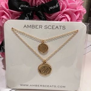 Amber sceats layering coin medallion necklace